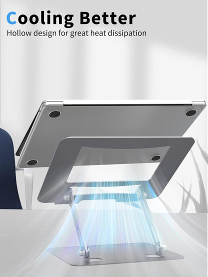 SOUNDANCE Laptop Stand for Desk with Stable Heavy Base, Adjustable Height Multi-Angle, Ergonomic Metal Riser Holder, Foldable Mount Elevator, Compatible with 10 to 15.6 Inches PC Computer, Silver