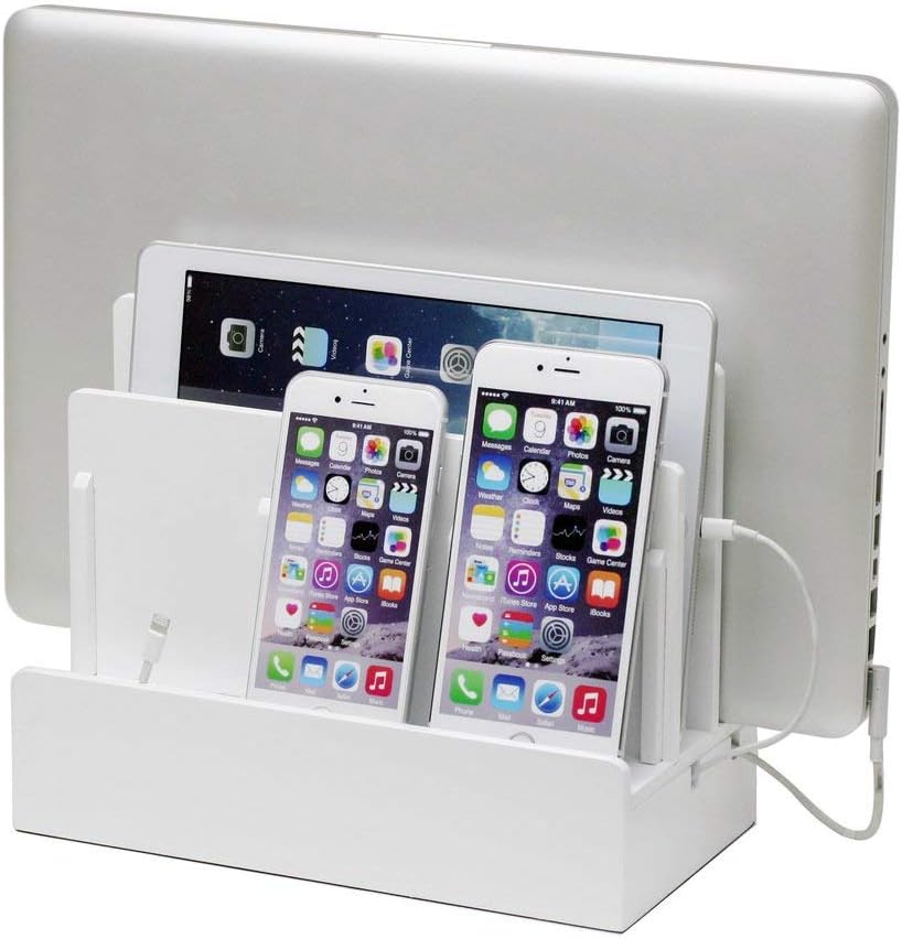 Great Useful Stuff G.U.S. Multi-Device Charging Station Dock & Organizer - Multiple Finishes Available. for Laptops, Tablets, and Phones - Strong Build, Eco-Friendly Bamboo