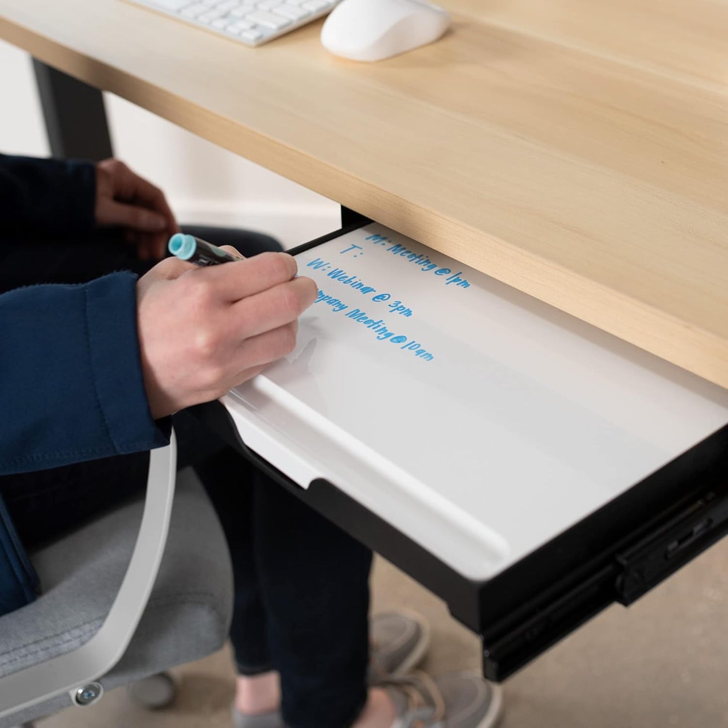 VIVO Under Desk Sliding 11 inch Pull-Out Whiteboard Drawer, Compact Dry Erase Board Note-Taking Workstation Organizer, White Surface, Black Frame, DESK-WB01S
