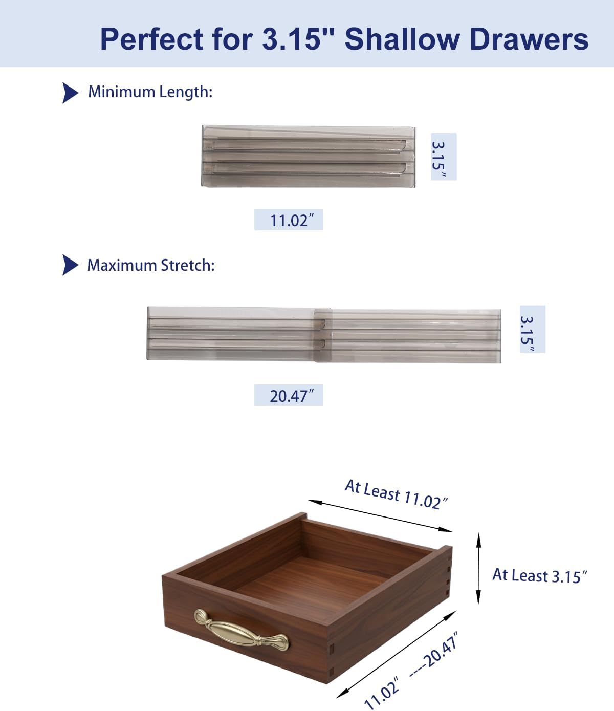 Smoky Gray Drawer Dividers with Non-Slip Adhesive, 5 Pack Adjustable Drawer Dividers for Clothes & Makeup, 3.15" Deep Plastic Drawer Separators for Dresser, Office Desk & Bathroom Cabinet