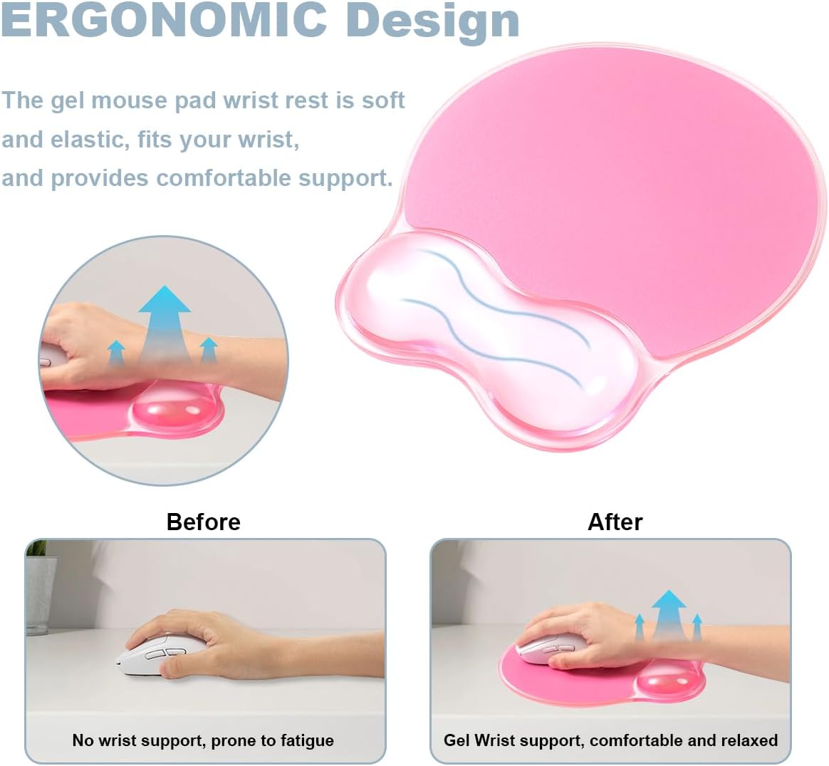 Gel Wrist Rest and Cloud Mouse Pad Support for Keyboard and Mouse - Ergonomic Pink Keyboard Wrist Pad Set for Typing Pain Relief/Computer/Laptop/Gaming/Home/Office (Cloud Shape, Gradient Blue Pink)