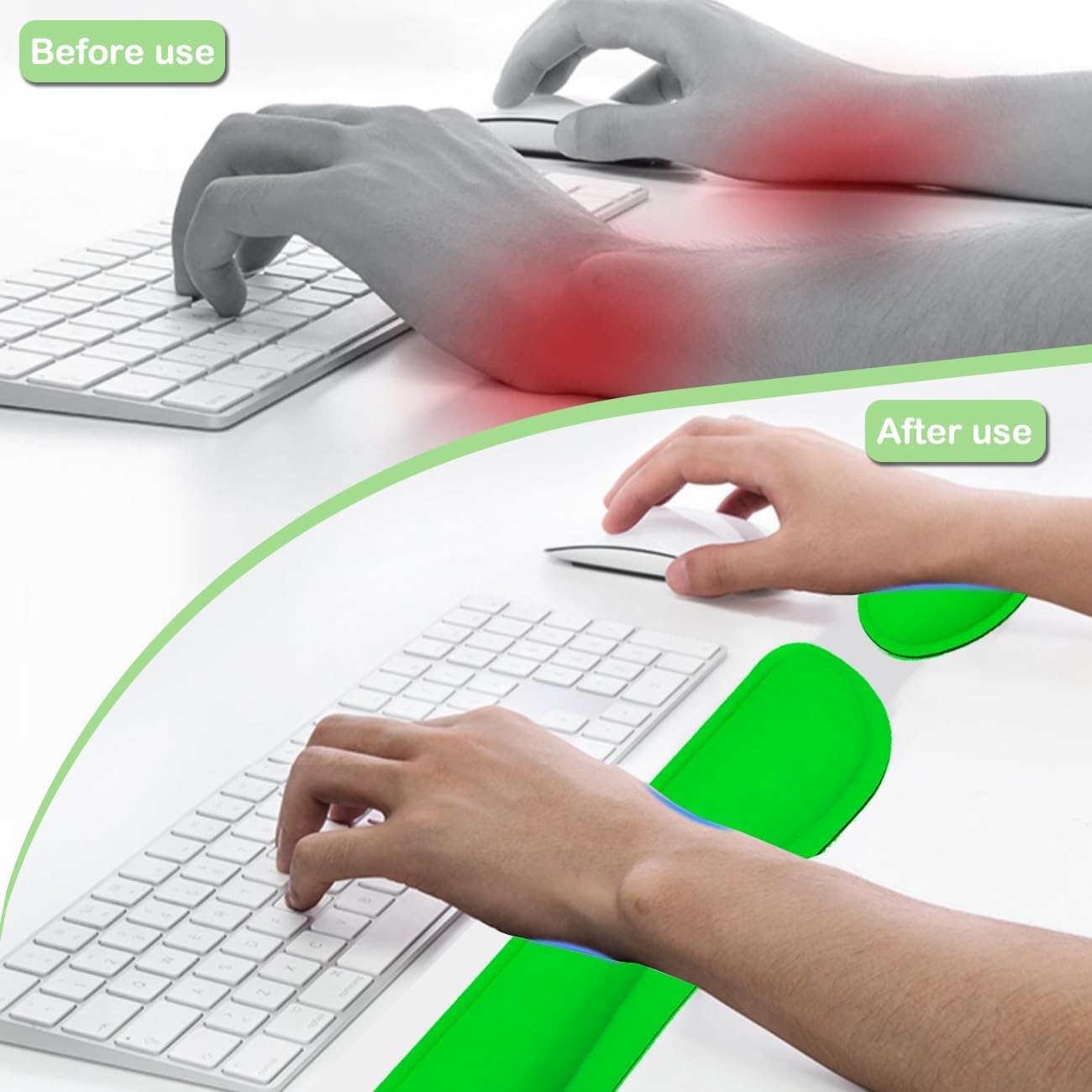 BamLue Upgrade Silky and Superfine Fabric Keyboard Wrist Rest, Gel Mouse Wrist Pillow Pad Set for Easy Typing & Pain Relief for Laptop, Office & Home, Ergonomic Sets for Keyboard-Pink