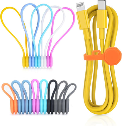 8PCS Silicone Magnetic Cable Ties & Clips, Cord Organizer [1S] Management Reusable Magnet Cable Organizer, Phone Cord Holder for Organizing, Bookmark Whiteboard Fridge Magnets etc