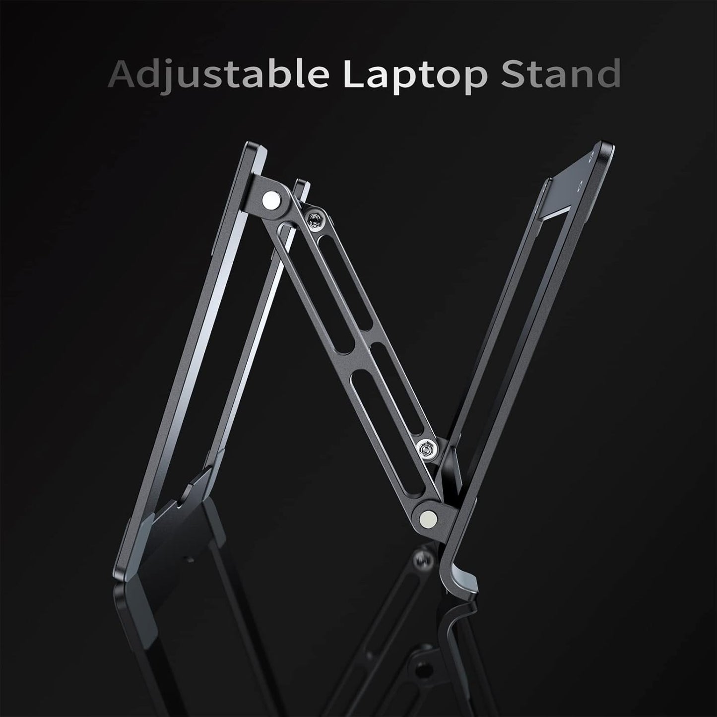 Laptop Stand for Desk - Adjustable Laptop Holder, Portable Laptop Riser with Multi-Angle Height Adjustable Computer Stand for MacBook Air/Pro and More Notebooks 10-17.3" - Grey
