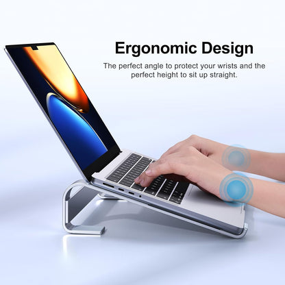 MOKURU Laptop Riser for Desk - Aluminum Ergonomic Computer Stand for Laptop Cooling - Compatible with MacBook Pro/Air, Dell, HP, Lenovo, 10-17.3'', Black