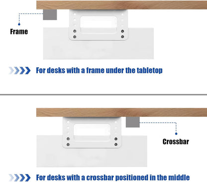 Under Desk Drawer Storage with Lock, Metal Undermount Table Drawer, Ball Bearing Slides Out Tray Organizer for Paper, Pencil, and Laptop 16"x11.8"x3.6", White