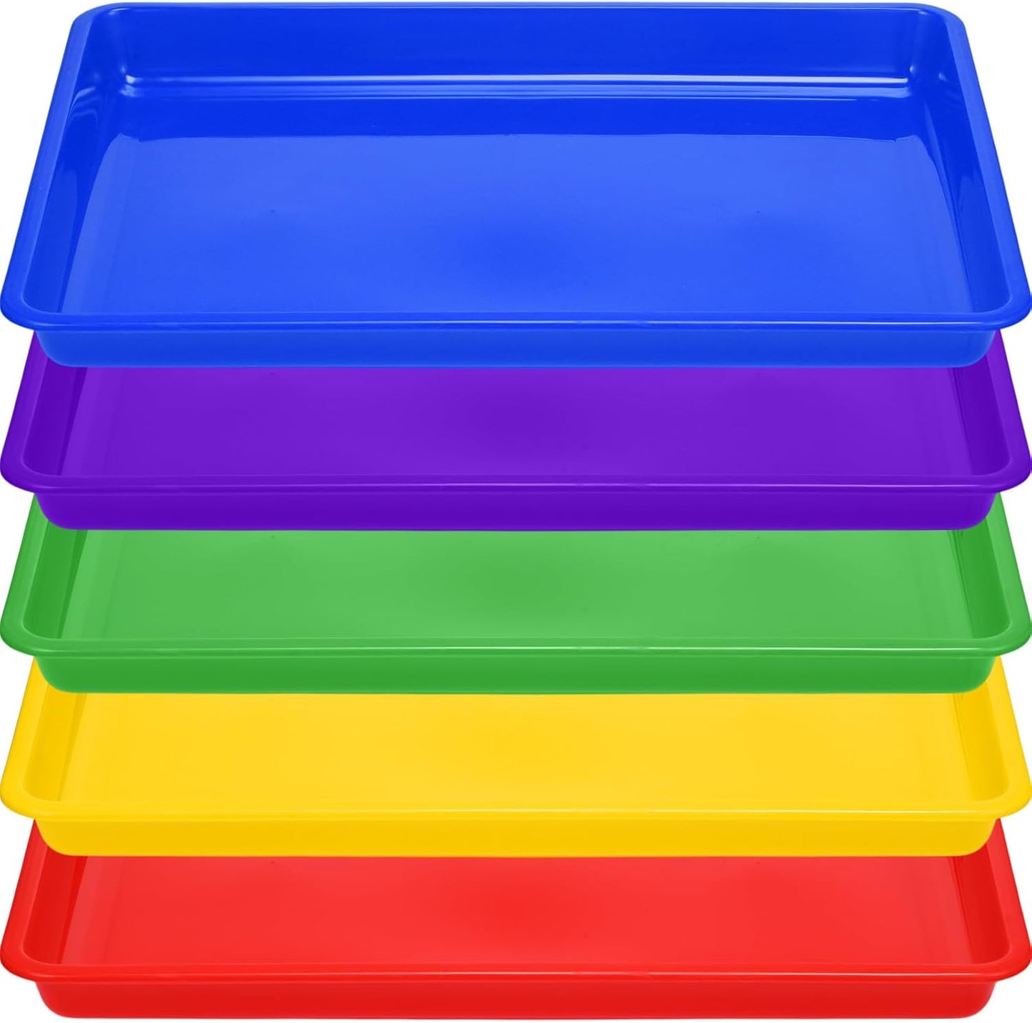 Hoteam 10 Pcs Flat Storage Organizer Tray Bin Paper Tray for Classroom Plastic Stackable File Organizer for School Office Teacher Book Organization(Clear,13.78 x 9.84 x 3.15 Inch)