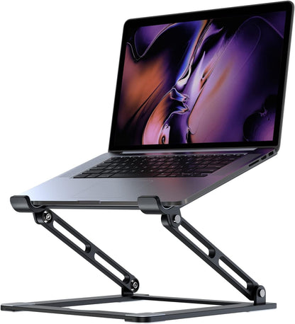 Laptop Stand for Desk - Adjustable Laptop Holder, Portable Laptop Riser with Multi-Angle Height Adjustable Computer Stand for MacBook Air/Pro and More Notebooks 10-17.3" - Grey