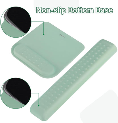 MOSISO Computer Keyboard Stand&Wrist Rest Support for Keyboard &Mouse Pad Set, Ergonomic Massage Wrist Rest Set, Easy Typing Working Acrylic Clear Stand for Office Home, Apricot