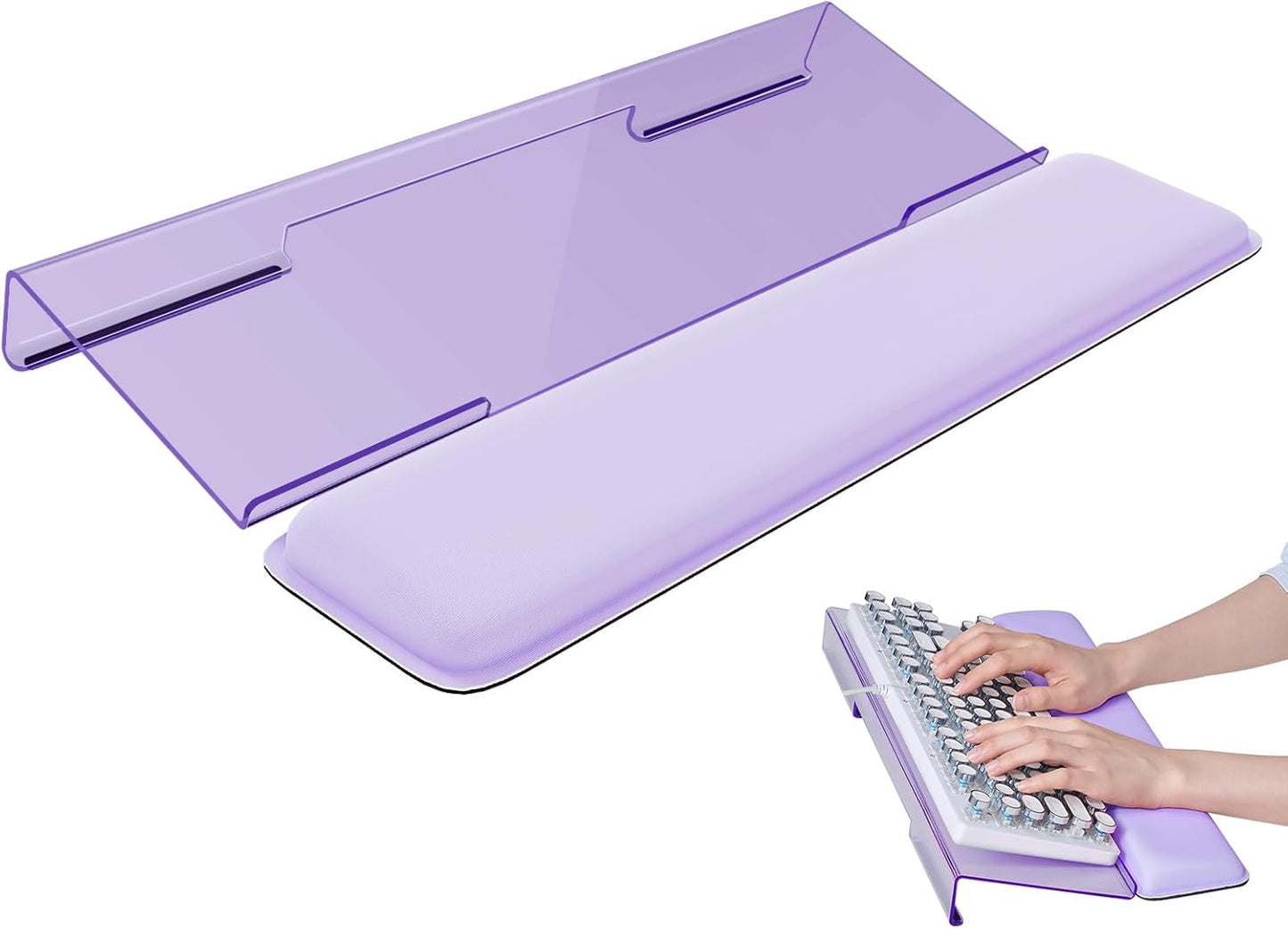 Laborio Computer Keyboard Wrist Rest Stand for Desktop, Keyboard Holder for Easy Typing with Wrist Pad for Office Desk, Home, School (Pink)