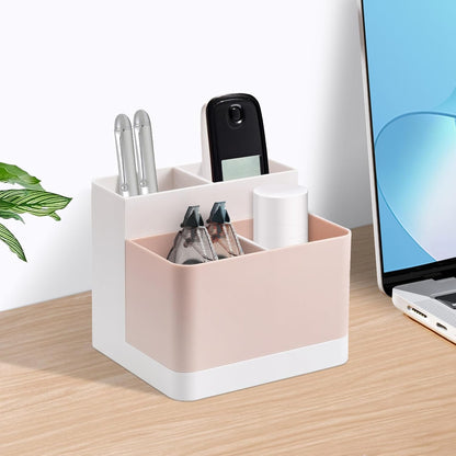 Poeland Desktop Storage Organizer, Pen and Pencil Cases Boxes, Pen or Pencil Holder Box Container for Desk, Office Supplies, Vanity Table Tan