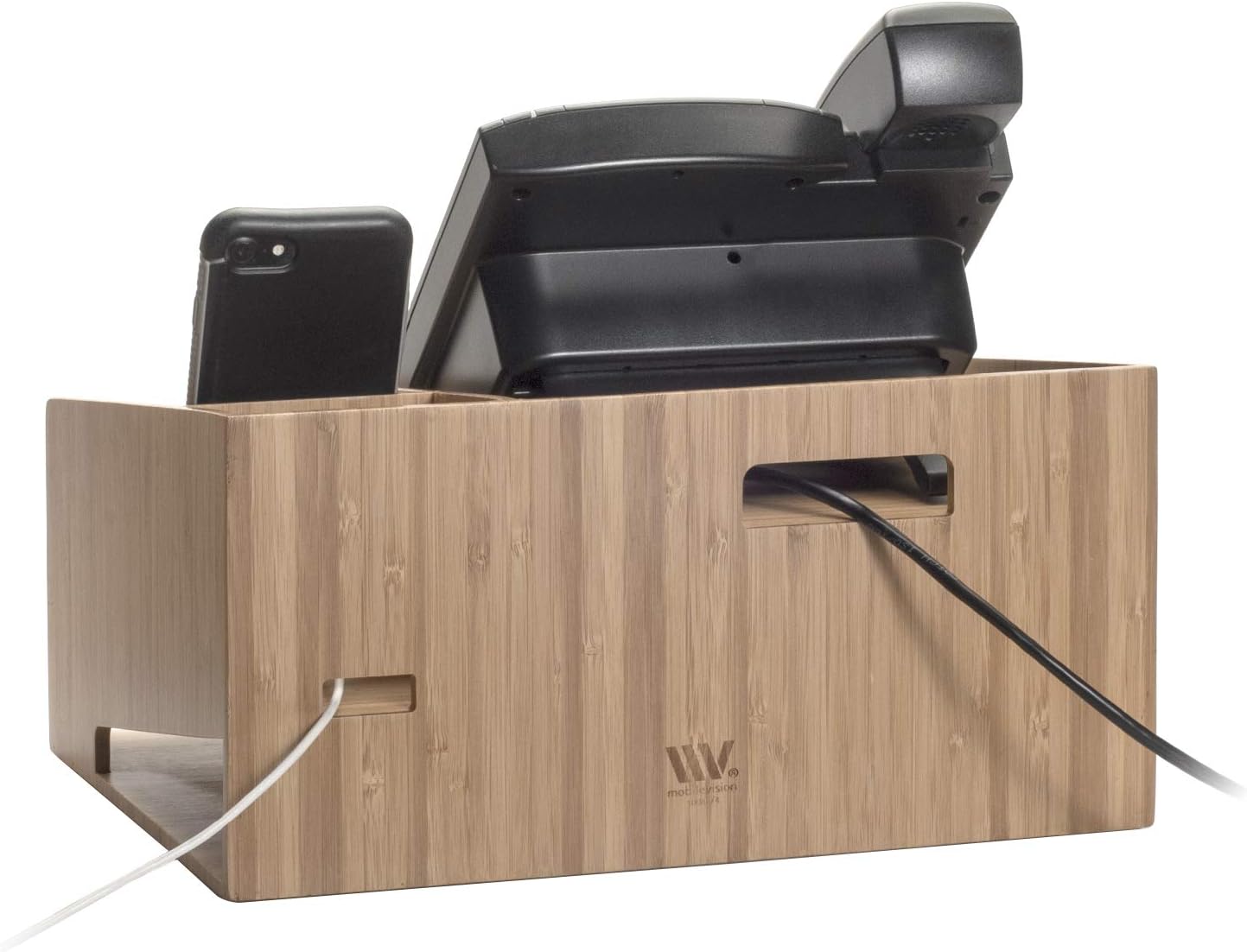 MobileVision 2 Pack Stackable Bamboo Paper Tray Office Organizer for Files, Documents, Letter Sorter, Envelopes and Magazine Holder