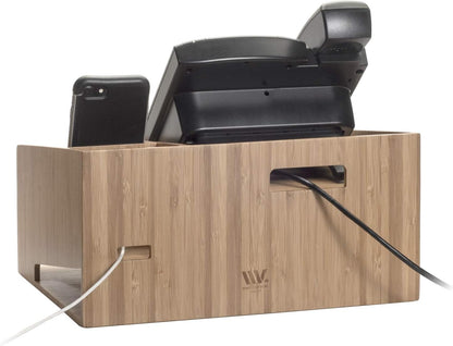MobileVision 2 Pack Stackable Bamboo Paper Tray Office Organizer for Files, Documents, Letter Sorter, Envelopes and Magazine Holder