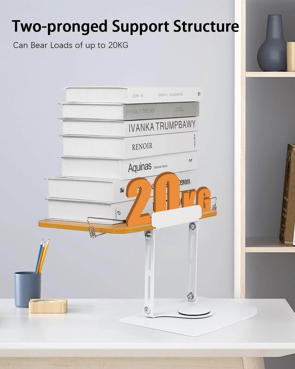Honagu Book Stand for Reading, Adjustable Book Holder with 360 Degree Rotating Base & Page Clips, Hands Free Foldable Desktop Cookbook Stand for Sheet Music, Laptop, Recipe, Textbook (Acrylic)