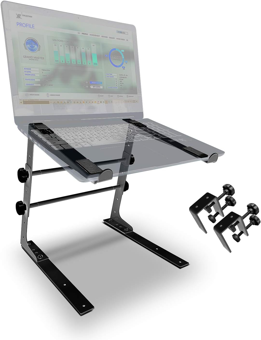 AXA AXCESSABLES DJ Laptop Stand with Travel Bag | Portable Foldable Aluminum Laptop Stand for Laptops up to 15 inches and 20lbs | No Assembly Required, Includes Carrying Bag