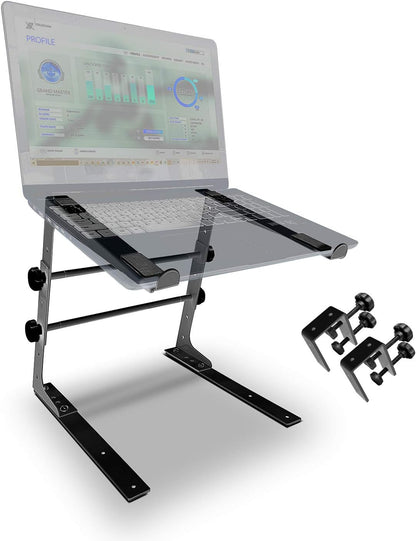 AXA AXCESSABLES DJ Laptop Stand with Travel Bag | Portable Foldable Aluminum Laptop Stand for Laptops up to 15 inches and 20lbs | No Assembly Required, Includes Carrying Bag