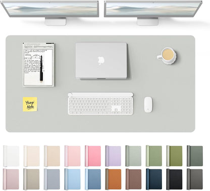 YSAGi Leather Desk Protector, Office Mat, Large Mouse Mat, Non-Slip PU Leather Blotter, Laptop Pad, Waterproof Writing Pad for Office and Home (Light Pink, 23.6" x 13.8") - Colors A