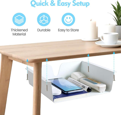 KHAMAL Under Desk Storage Shelf 2 Pack- Under Desk Drawer With Built in Cable Management For Home, Office, Gaming Setups, Kitchen (Black)
