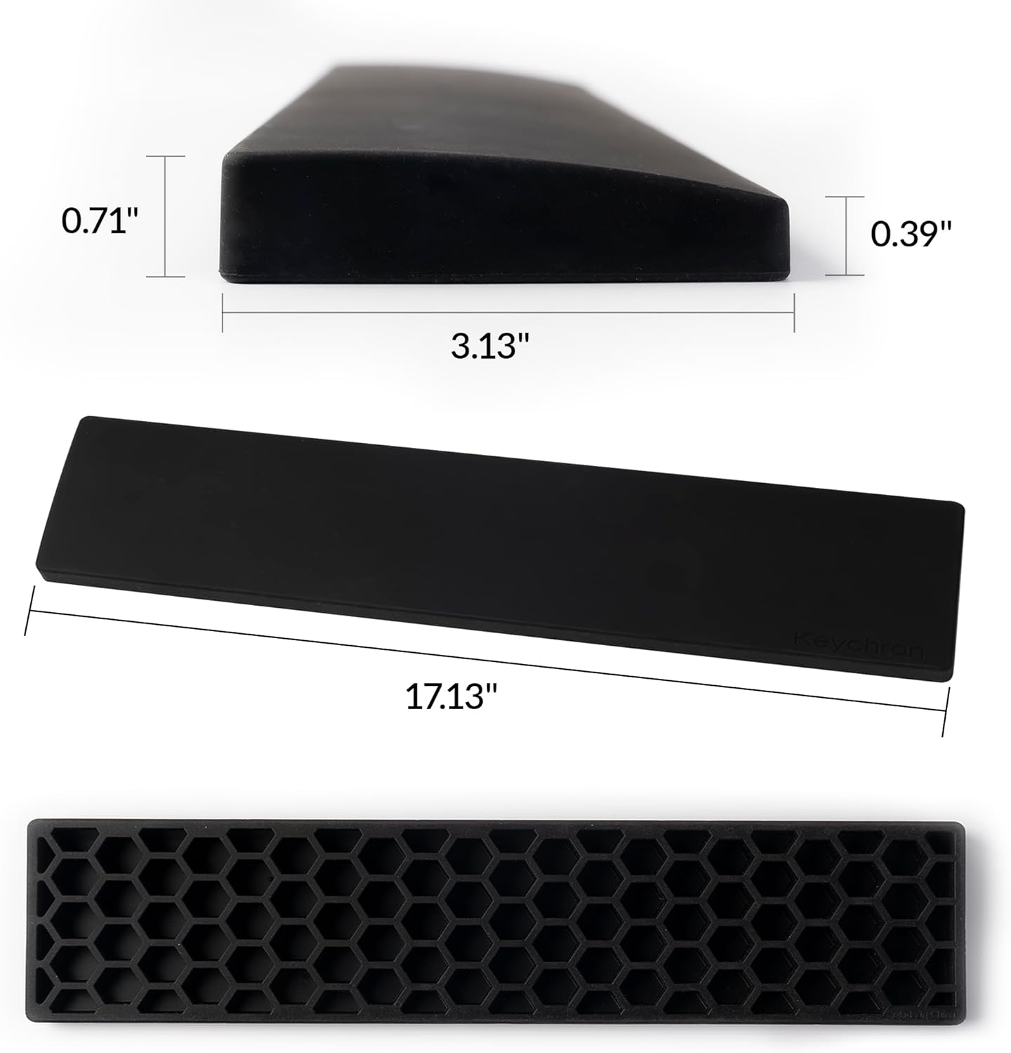 Silicone Wrist Rest for Keychron K10 Pro / K10 Max/ K10 HE / Q6 / Q6 Pro / Q6 Max / Q6 HE / V6 / V6 Max, 17.6" Non-Slip Palm Rest, 100% Full-Sized Mechanical Keyboards Support with Typing Pain Relief