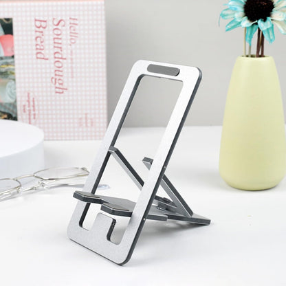 Foldable Aluminum Phone Stand – Adjustable Desk Holder for Travel & Office, Compatible with iPhone 16-13 Pro Max, Samsung S24-S8, Kindle – Gray