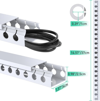ENONCI Updated Cable Raceway Kit - 77 (5x15.4) Inch Open Slot Wire Covers for Cords, Under Desk Cable Management System to Hide Under Desk/Tv/Computer/Net/Power Cords, (Pack 5)