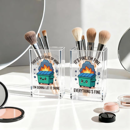 Everything is Figureoutable Acrylic Cosmetic Pencil Pen Holder Cup, Emotional Dumpster Fire Pencil Pen Holder Cup, Therapy Gifts, Mental Health Gifts for Women Colleague Boss Teacher
