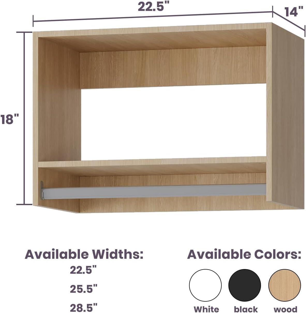4-Drawer Stackable Storage Organizer Unit for Closet, Modular Wood Closet Storage Bins with Drawers, Closet She-lf Organizer Basket for Hanging Clothes, Wood, 25.5"W
