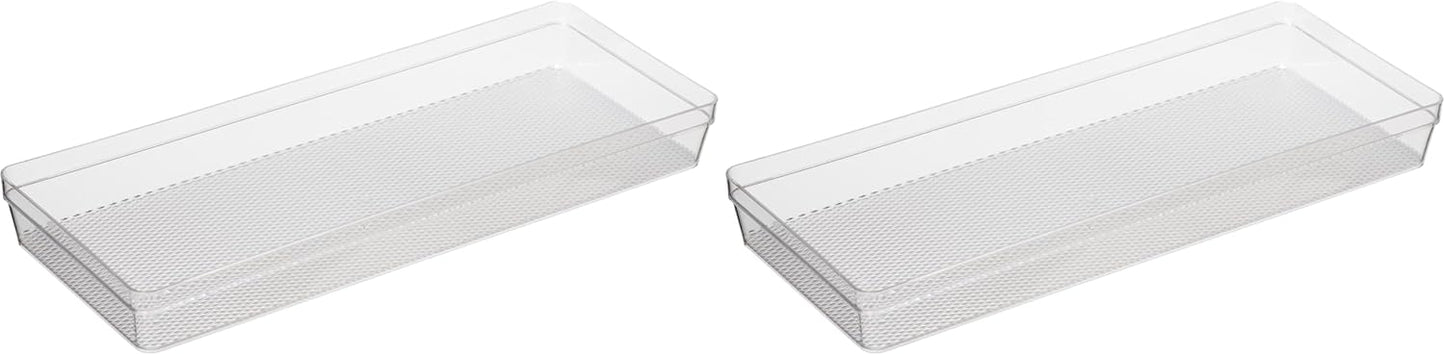 Oggi Set of 5 Clear Drawer Organizers - (1) 3x6.25, (2) 3x9.5, (2) 3x12.5 - Ideal for Organizing Kitchen Drawers, Office, Desk, Silverware, Kitchen Utensils, Cosmetics and Bathrooms