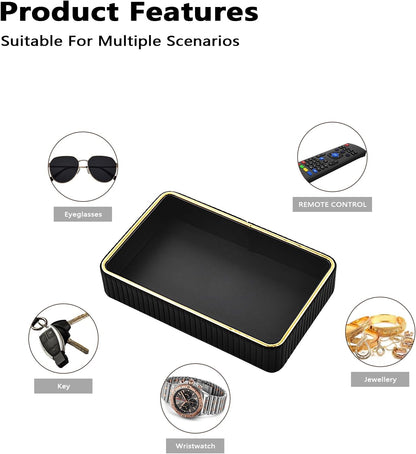 PU Leather Valet Tray,Desk Organizer Tray Nightstand Organizer Trinket Dish Storage Key Bowl Decorative Trays for Phone Wallet Jewelry Watch,Bathroom Bedroom Perfume Vanity Trays,Cream White