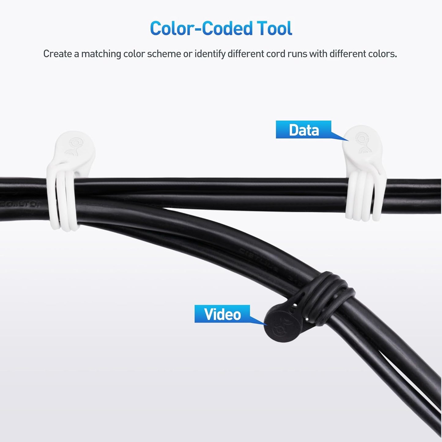 Cable Matters 10-Pack Ultra Strong Silicone Magnetic Cable Ties, Magnetic Cord Ties/ZipTies/Cord Organizer, Black and White