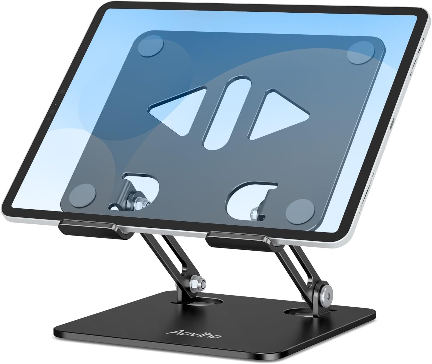 Aoviho Tablet Stand Holder for Desk, Adjustable Desktop Tablet Holder, Foldable Aluminum Tablet Mount for iPad pro 12.9, iPad Air Mini, Samsung Galaxy Tabs Z Fold Kindle Fire 4-12 inch Purple