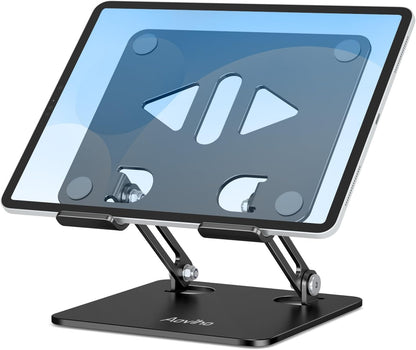 Aoviho Tablet Stand Holder for Desk, Adjustable Desktop Tablet Holder, Foldable Aluminum Tablet Mount for iPad pro 12.9, iPad Air Mini, Samsung Galaxy Tabs Z Fold Kindle Fire 4-12 inch Purple