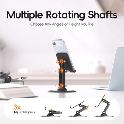 Adjustable Phone Stand for Desk, 360° Rotating Foldable Mobile Phone Holder, Sturdy Office Desk Accessories for All iPhone & Samsung Galaxy Models