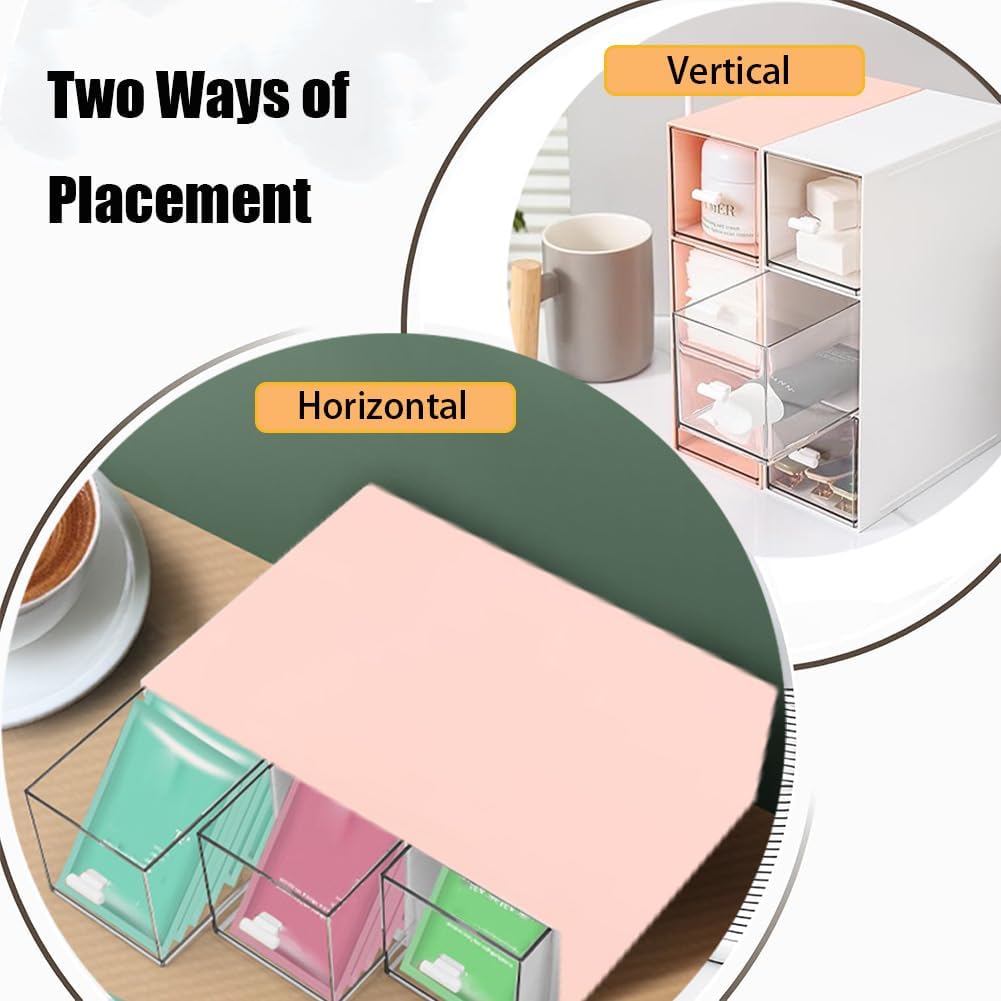 Plastic Tea Bag Organizer with 3 Drawers, Desk Drawer Organizer, Stackable Storage Drawers, White Tea Box, Makeup Organizer, Clear Tea Bag Storage, Coffee Storage for Tea Bags, Sugar Packets, Cosmetic