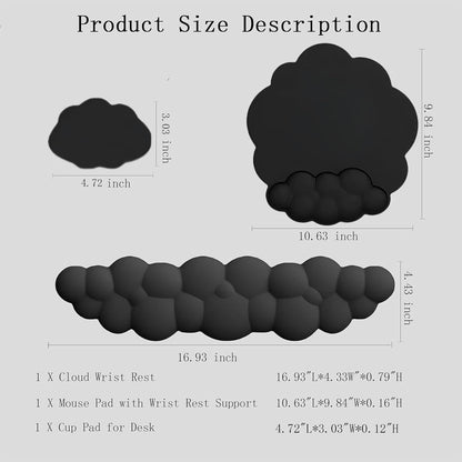 Cloud Wrist Rest Keyboard Pink Mouse Pad Set with Wrist Rest Ergonomic Wrist Pad Memory Foam Non-Slip Base Cute Gradient Wrist Support for Computer Laptop Gaming Home Office Relief Typing Pain