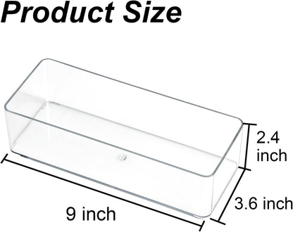 ZEXALOR Clear Drawer Organizer, 6 Sections Eyeglass Sunglasses Organizer Holder, Drawer Dividers Office Desk Tray Bathroom Makeup Jewelry Trays (14×7×1.2")