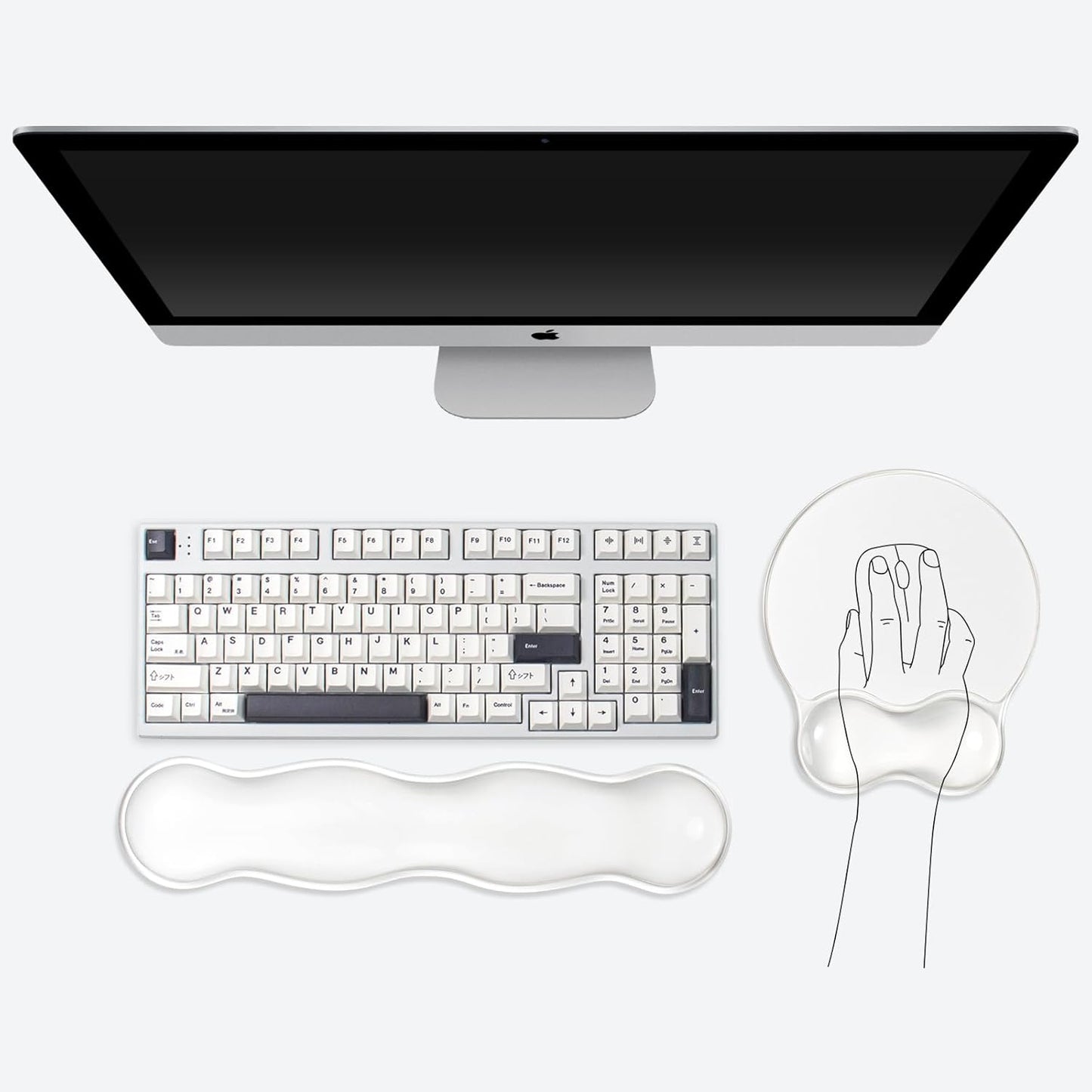 Gel Wrist Rest and Cloud Mouse Pad Support for Keyboard and Mouse - Ergonomic Pink Keyboard Wrist Pad Set for Typing Pain Relief/Computer/Laptop/Gaming/Home/Office (Cloud Shape, Gradient Blue Pink)