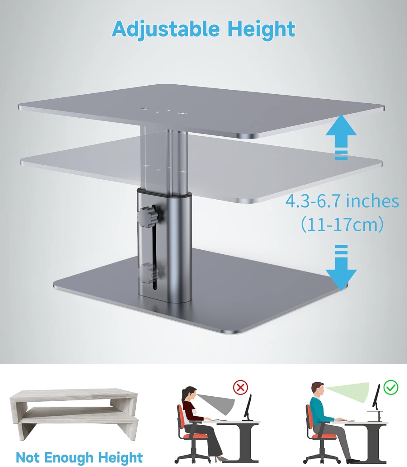BoYata Monitor Stand, Adjustable Monitor Riser Metal Computer Stand Compatible with TV, PC, Laptop, Computer, iMac, and All Screen Display-Black