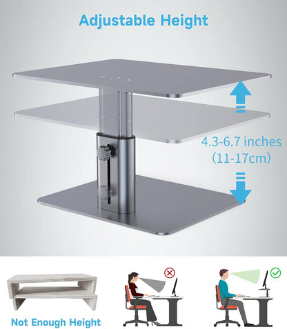 BoYata Monitor Stand, Adjustable Monitor Riser Metal Computer Stand Compatible with TV, PC, Laptop, Computer, iMac, and All Screen Display-Black
