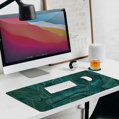 Large Mouse Pad and Keyboard Wrist Rest, Desk Pad for Keyboard and Mouse, 4-in-1 Large Gaming Mouse Pad with Wrist Support, Desk Mat for Home Office Study Game-Galaxy Fluid