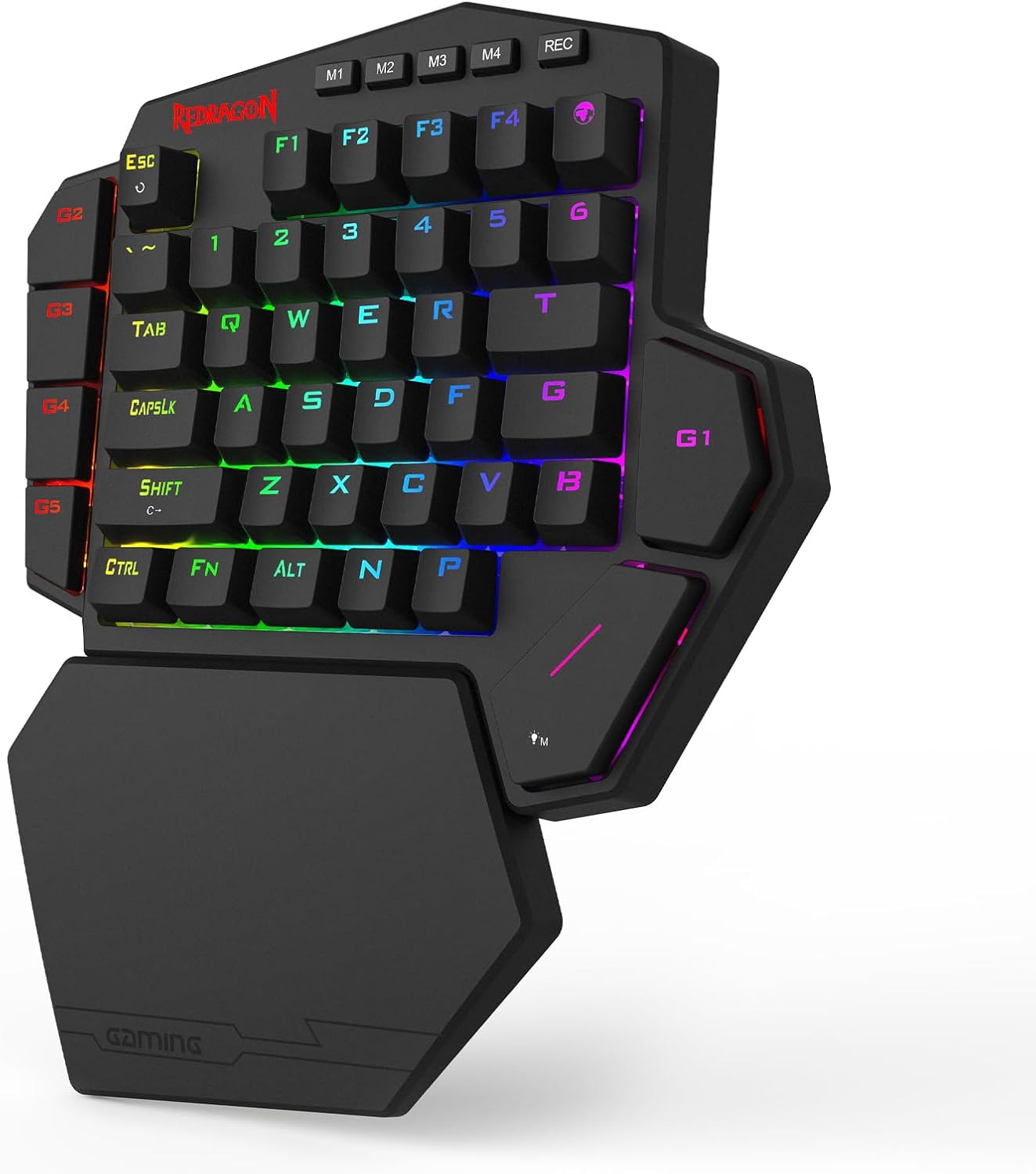 Redragon K585 DITI Wired One-Handed RGB Mechanical Gaming Keyboard, 42 Keys Type-C Professional Gaming Keypad w/Upgraded Hot-Swappable Socket, 7 Onboard Macro Keys & Detachable Wrist Rest