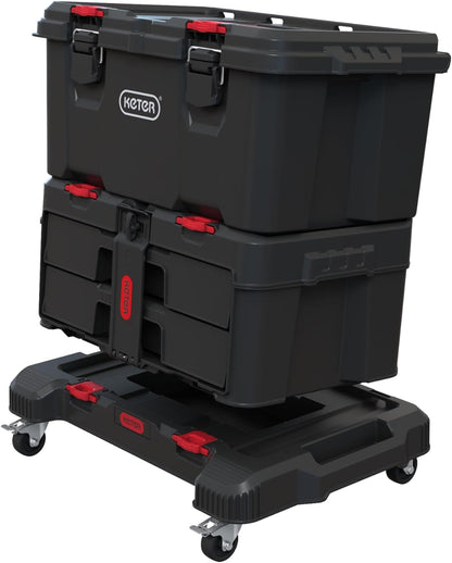 Keter Stack-n-Roll Two Drawer Tool Box for Small Parts and Power Tool Accessories, Fits Keter Modular Tool Storage System