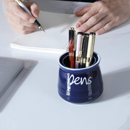 ONTUBE Porcelain Pens Holder Stand,Ceramic Pencils Holder (Turquoise)