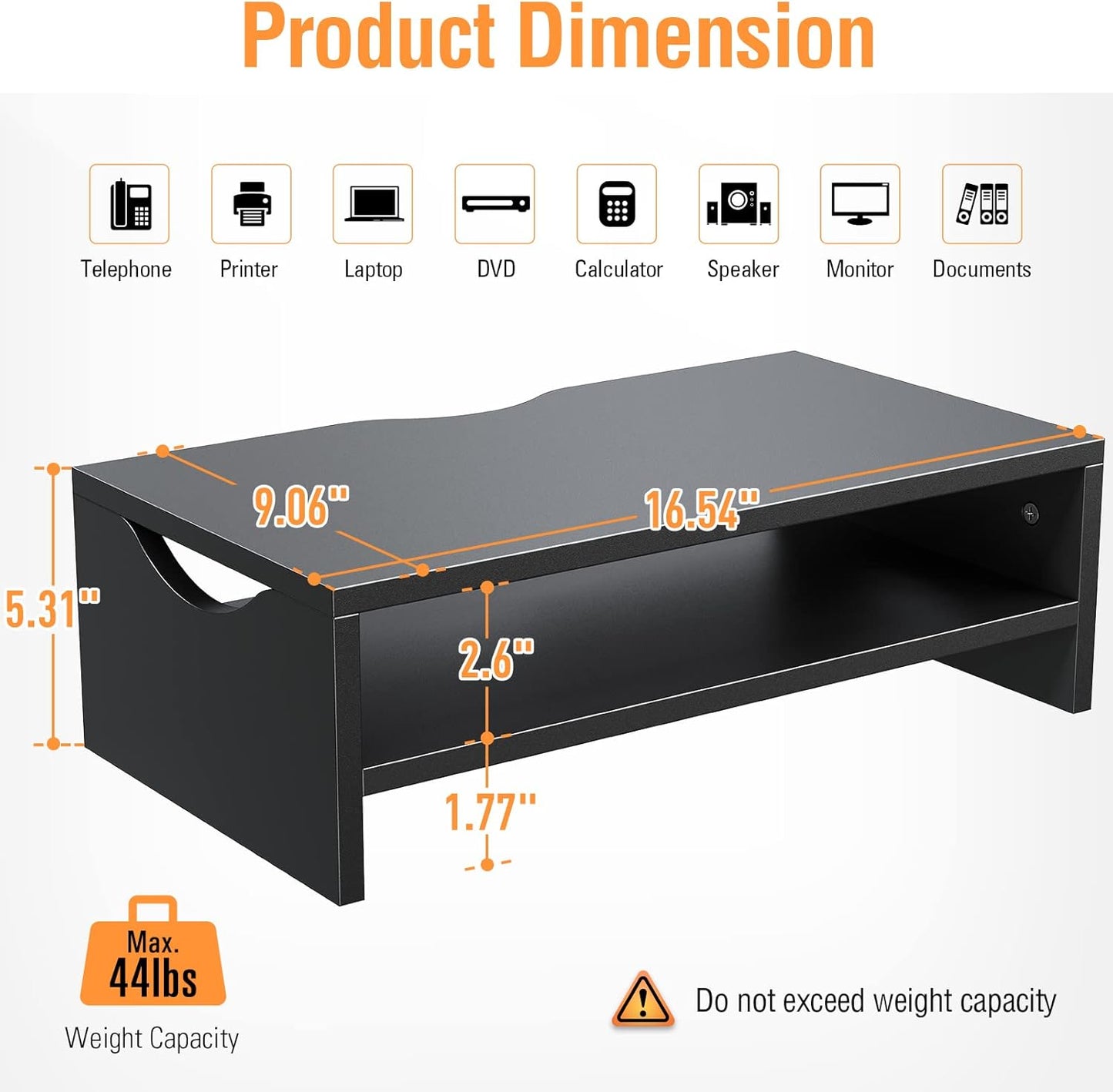 Monitor Stand Riser, 2 Tiers Wood Monitor Riser Stand with Desktop Shelf Storage Organizer, Ergonomic Desk & Tabletop Organizer Desktop Stand for Laptop Computer, MacBook, PC(Rustic Brown)