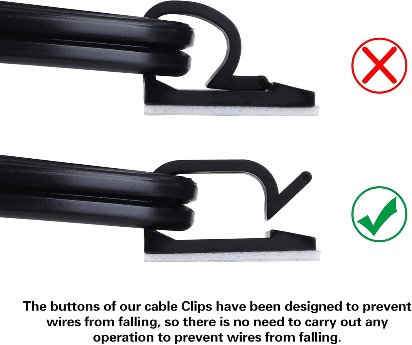 60 PCS XHF 5/8” Adhesive Cable Wire Clips Clear, Outdoor Christmas Light Clips, Cable Staples Cable Management Wire Organizer Cord Holder for Under Desk, Car, Wall, TV PC Ethernet Cable