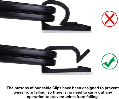 60 PCS XHF 5/8” Adhesive Cable Wire Clips Clear, Outdoor Christmas Light Clips, Cable Staples Cable Management Wire Organizer Cord Holder for Under Desk, Car, Wall, TV PC Ethernet Cable