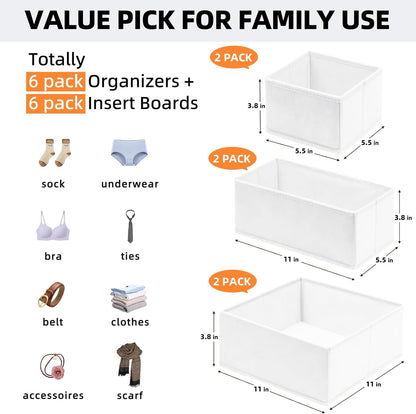 Criusia Drawer Organizer Clothes 12 Pack, Dresser Organizer for Nursery Bedroom Closet Organization and Storage - Baby Clothes Organizer Bins - Drawer Divider for Sock Underwear Bra Ties (Grey)