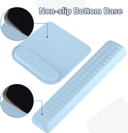 MOSISO Computer Keyboard Stand&Wrist Rest Support for Keyboard &Mouse Pad Set, Ergonomic Massage Wrist Rest Set, Easy Typing Working Acrylic Clear Stand for Office Home, Apricot