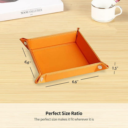 YAPISHI Key Dish Bowl for Men, Entryway Catchall Holder Bedside Table Valet Tray for Pocket Stuff, PU Leather Nightstand Organizer for Dice/Coins/Wallet/Watch/Rings/Sunglasses, Dresser/Coffee Table