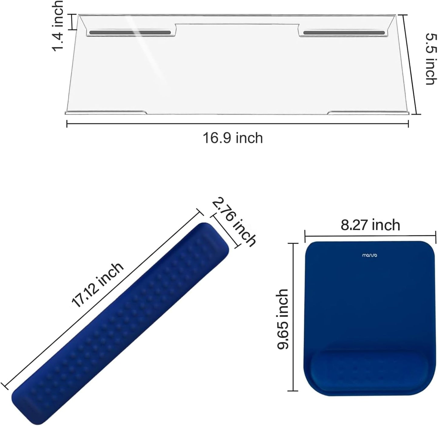 MOSISO Computer Keyboard Stand&Wrist Rest Support for Keyboard &Mouse Pad Set, Ergonomic Massage Wrist Rest Set, Easy Typing Working Acrylic Clear Stand for Office Home, Apricot